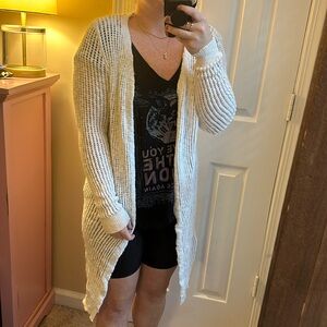 Sage The Label White Long Cardigan